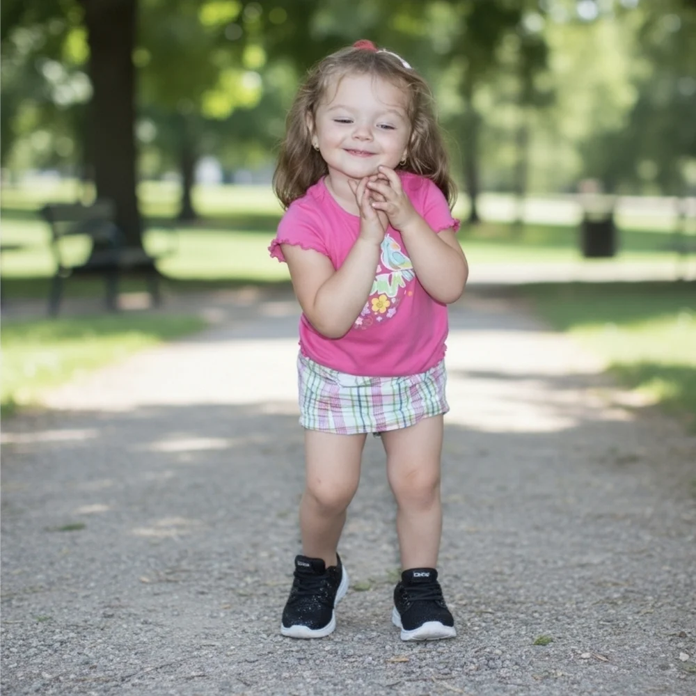 Bebe Girl ✦ Black Glitter Lace-Up Sneakers ✦ Textured Playground Style Toddler 9